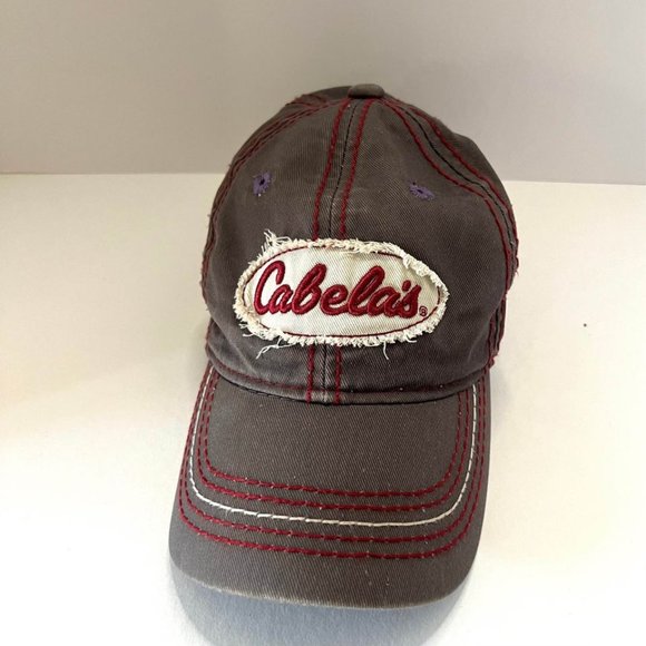 Cabela’s Youth Distressed Oval Patch Hat/Cap Grey/Red - Picture 1 of 6